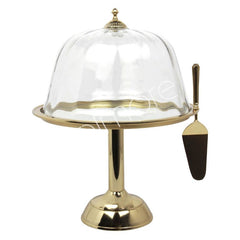 Dome med stander og serveringskniv – Aluminium BR/Guld, 39x39x49 cm by CM
