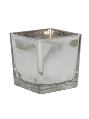 Firkantet sølv glas potte 15x15x15cm by Krone 1 - Kina