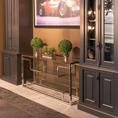 Konsolbord med glas hylder 150x40x75cm by HazenKamp