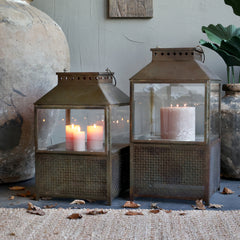 Lanterne m. mønster, H63/L34/B34 cm antique messing by Chic Antique