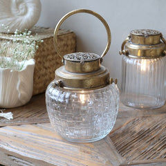 Lanterne med hulmønster Antik Messing 34x10x10 cm by Chic Antique