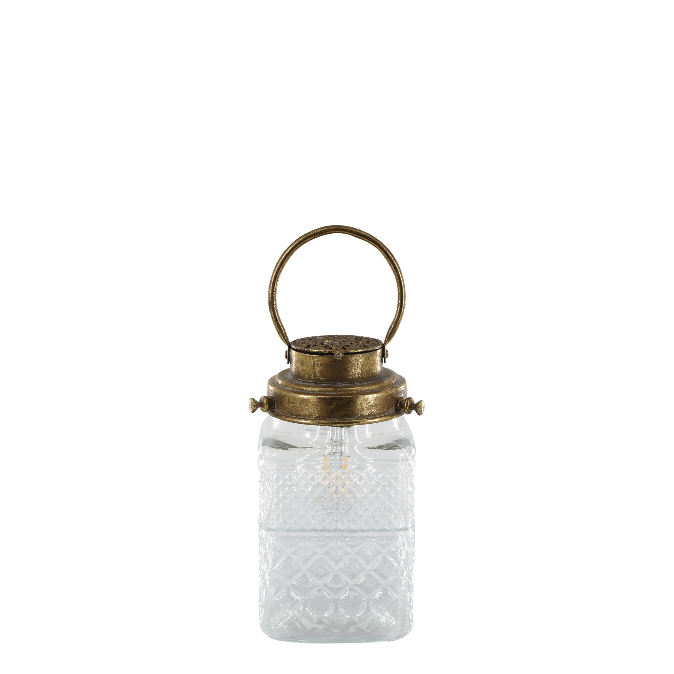 French Stable Lantern med pære 23x12 cm Antik messing by Chic Antique