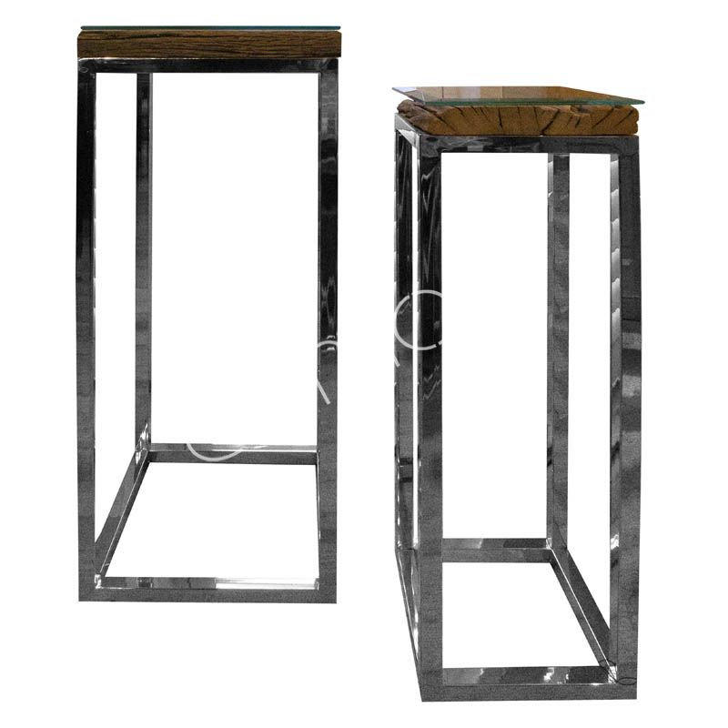 Column Sæt/2 – Sleeper Wood med glasplade 35x35x90 cm by CM