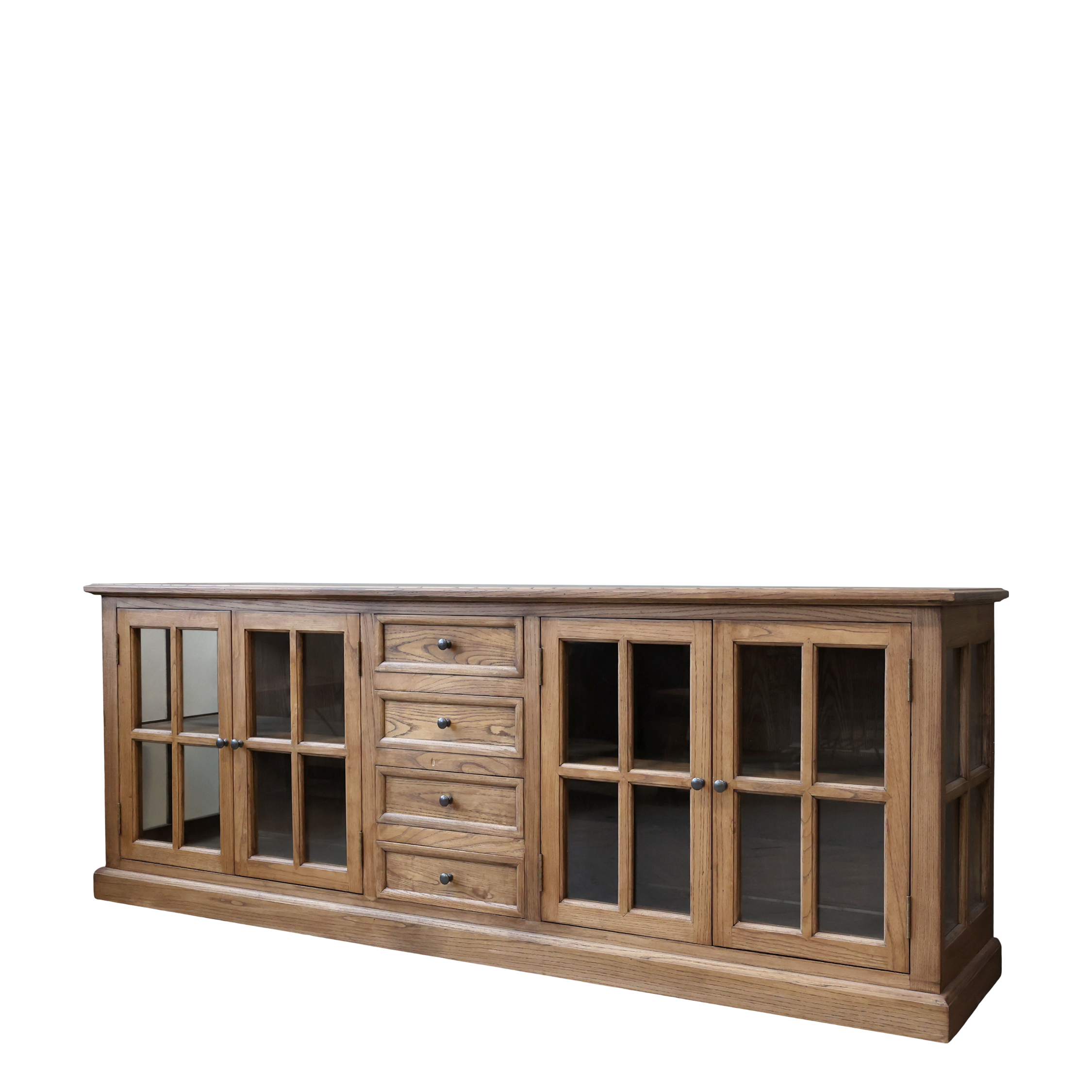 Marseille Vitrine m. 4 låger og 4 skuffer 80x220x45 cm cm natur by Chic Antique