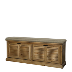 Bænk med Hynde og 2 Vippeskuffer 50x110x30 cm, Natur by Chic Antique