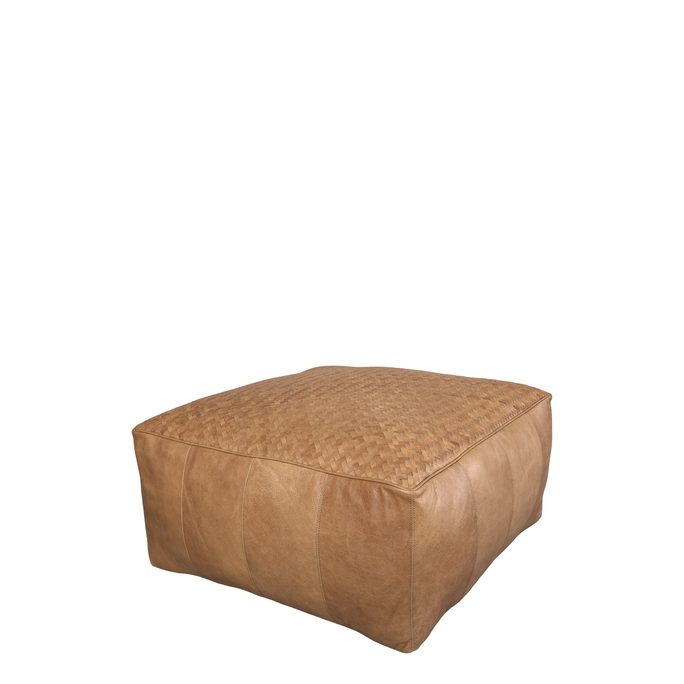 Loungepuf i læder, H35/L75/B75 cm cognac by Chic Antique