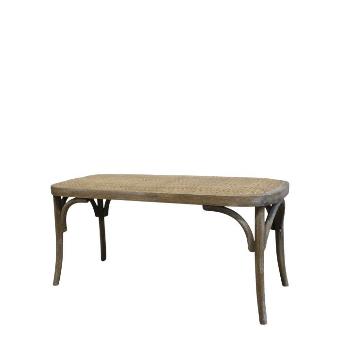 Fransk bænk med fletsæde 46x100x42 cm, natur by Chic Antique