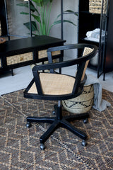 Fransk Kontorstol m. fletsæde & ryg, H80/L60/B60 cm antique sort by Chic Antique