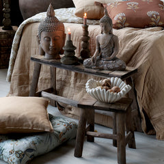 Bænk m. mønster på sæde, H33/L33/B24 cm natur by Chic Antique