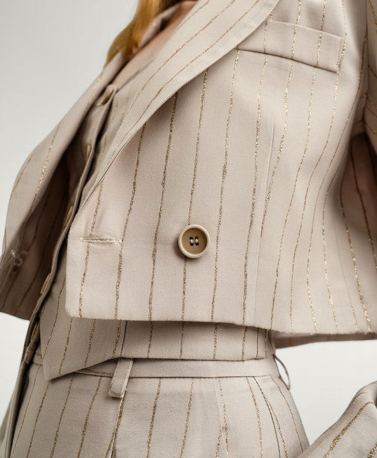 Access Fashion Cropped blazer med glitterstriber