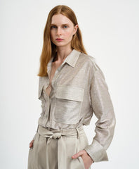 Access Fashion Skjorte med metallic-effekt og lommer