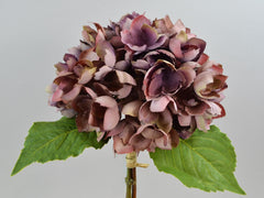 Kunstig Hortensia Pick med Blade Bordeaux/Lilla 35cm by Deko Florale