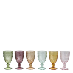 Saint-Émilion Wine Glass w. pattern 14.5x7.5 cm assorted colours by Chic Antique