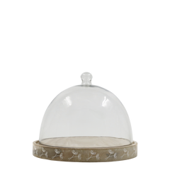 Tours Glas-Klokke m. Udskæringer 25x30 cm Nature by Chic Antique