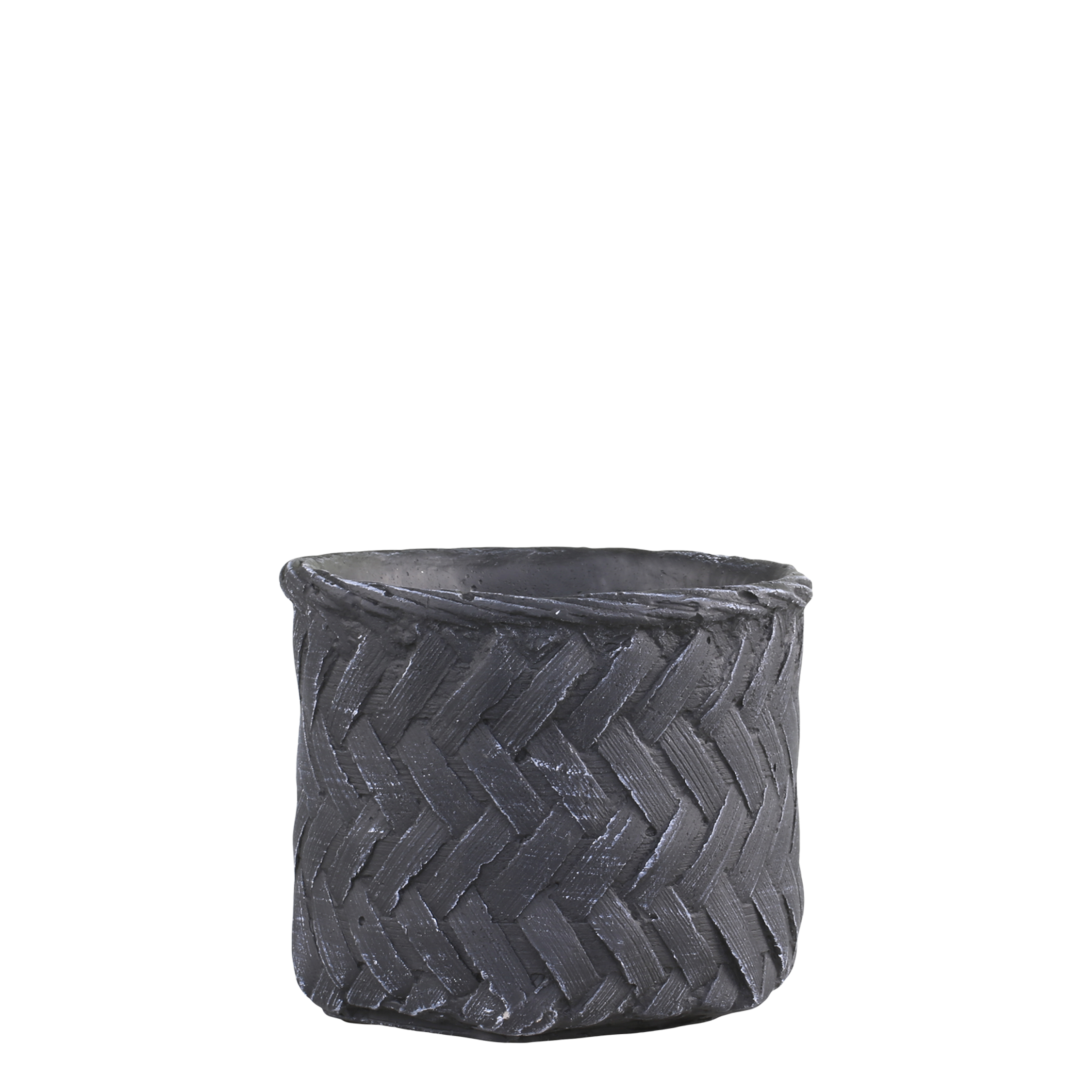 Corte Planter med fletmønster – 11,5x13,5 cm antik kul by Chic Antique