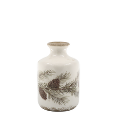 Flaske med granrankemotiv creme 17,5x11 cm by Chic Antique