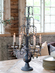 Fransk Lysestage m. prismer, H70/L35,5/B31,5 cm antique mocca by Chic Antique