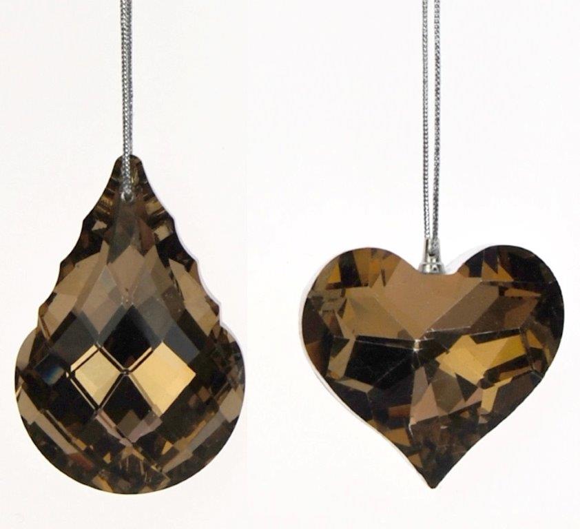 GLAS "CRYSTAL" BRUN – DRÅBE & HJERTE, 2-ASS. by WEISTE