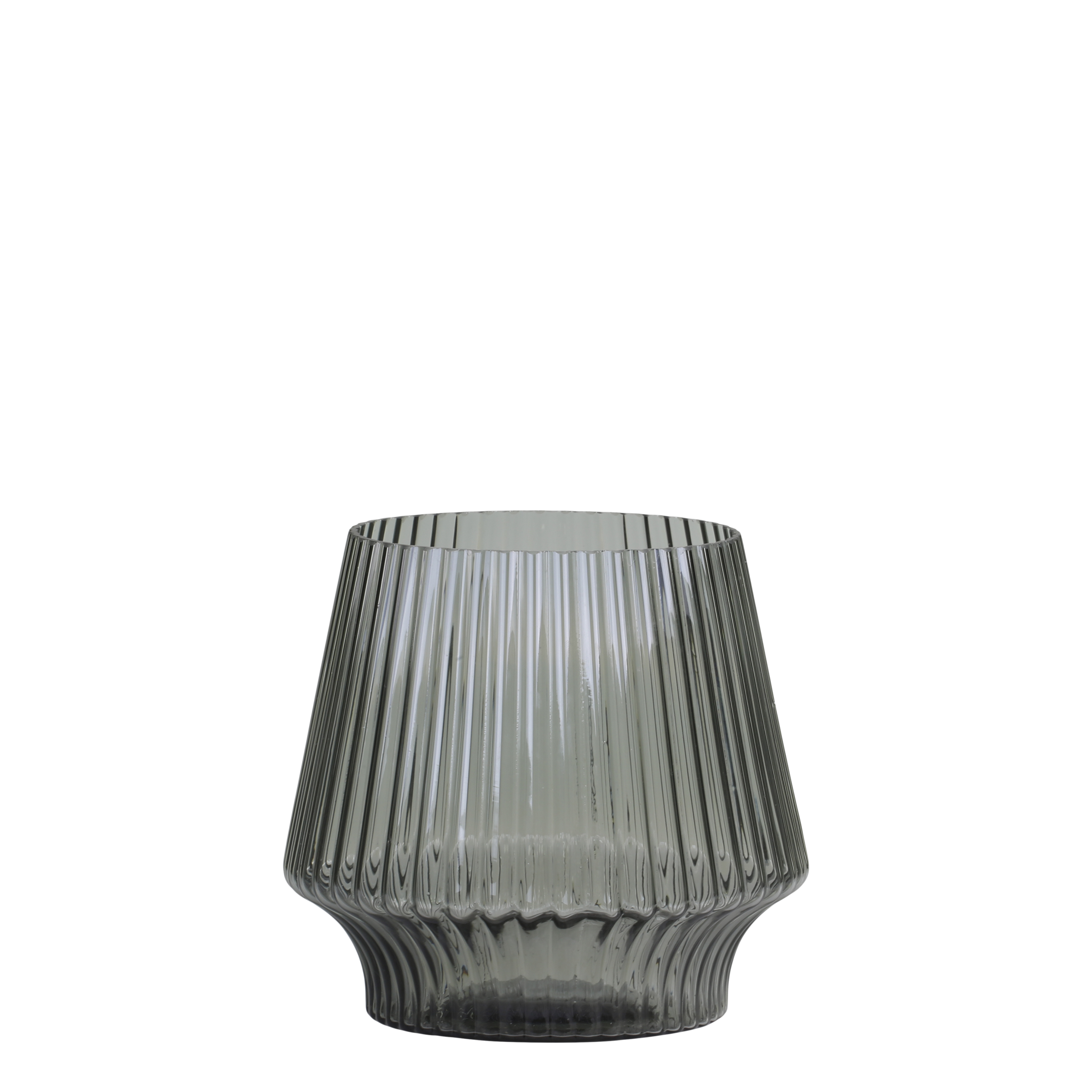 Vase med riller 17x17 cm Kullig grå by Chic Antique