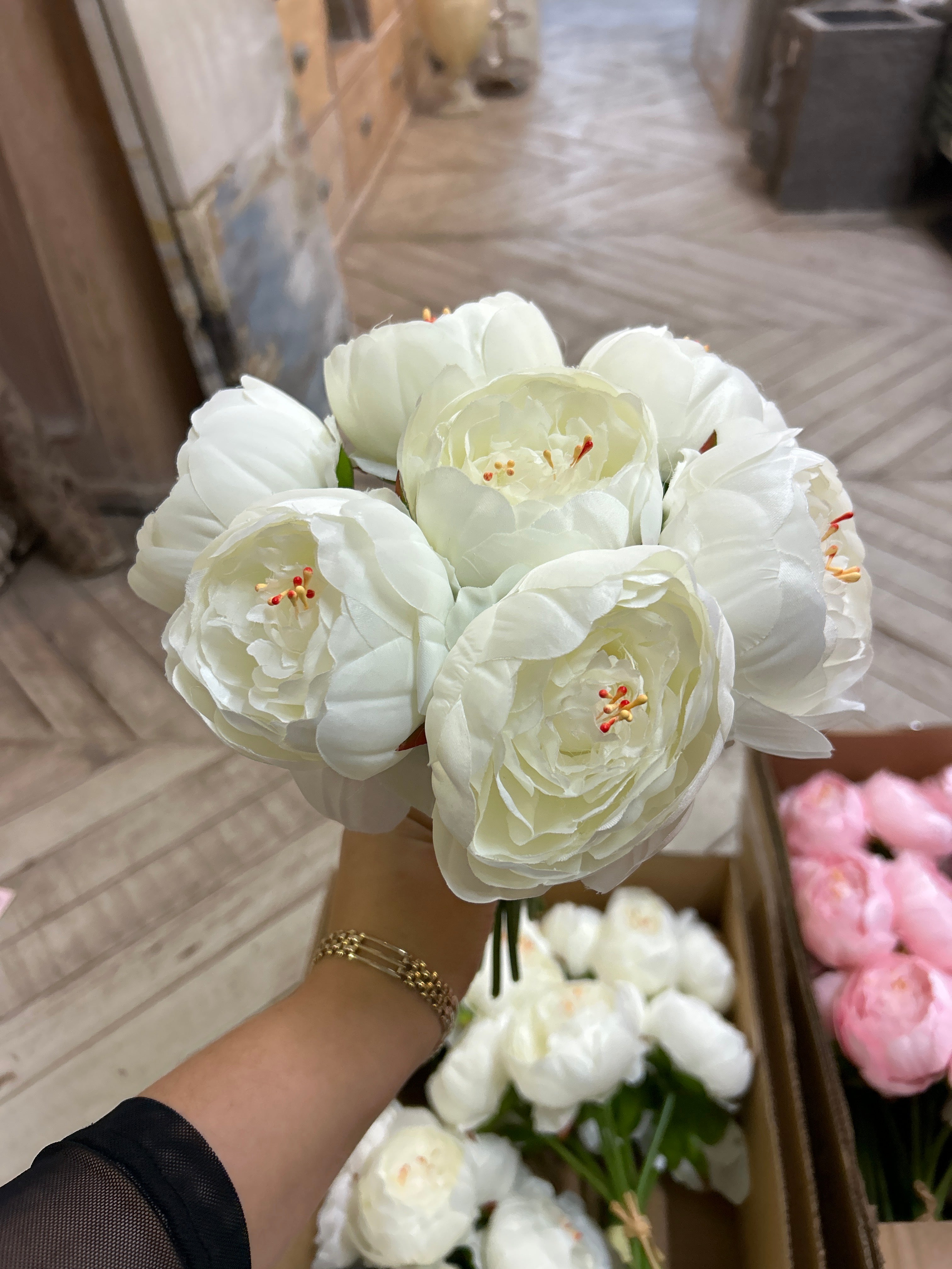 Pæon Buket Kunstige Blomster i Naturtro Design by PH