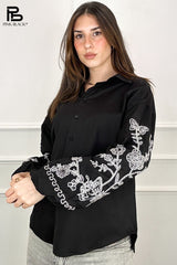 Sort skjorte med broderi - ITFEB25 by Lamiar