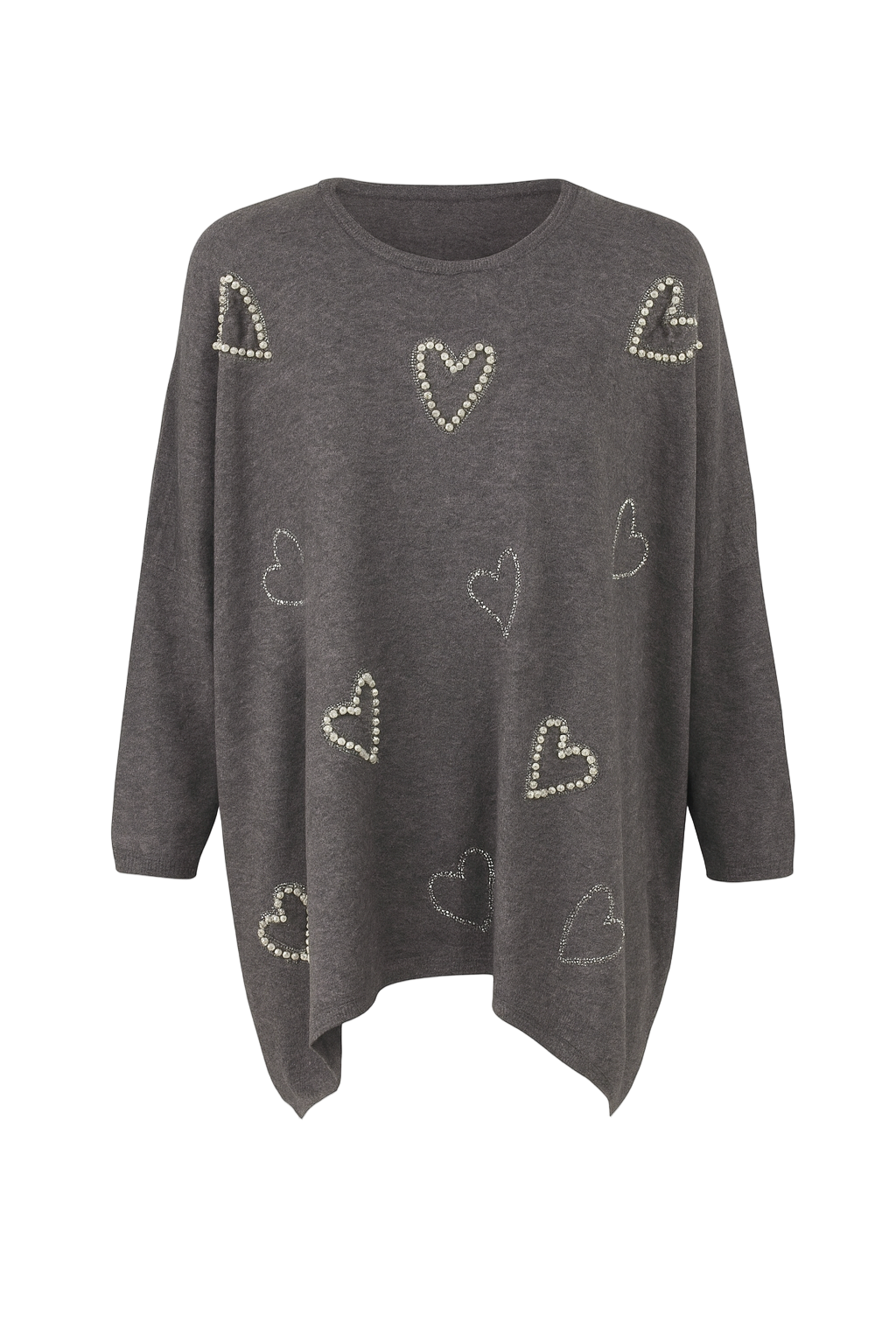 Oversize strik med bling hjerter - str. 38-48 by Krone 1