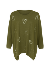 Oversize strik med bling hjerter - str. 38-48 by Krone 1