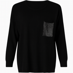 Strikbluse med bling lomme by Krone 1