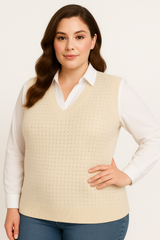 Strikket vest v-hals og bling by Krone 1