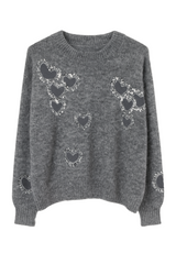 Striktrøje med paillet-hjerter by Krone 1