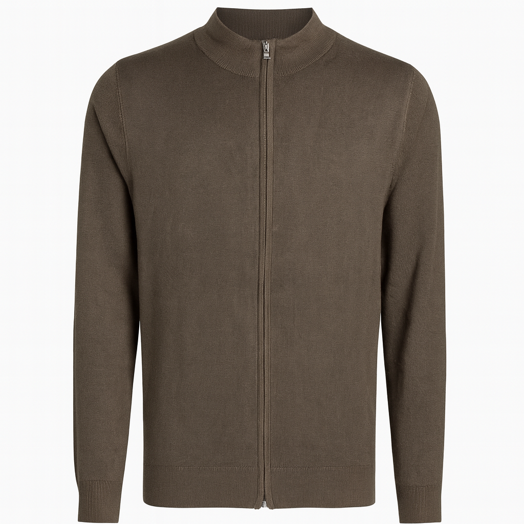 Herre strikcardigan med lynlås - Ingen returret - ITNOV24 by Krone 1