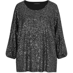 Pailetbluse med elastik ved ærme - Brystmål 130cm - Ingen returret by Krone 1