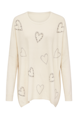 Oversize strik med bling hjerter - str. 38-48 by Krone 1