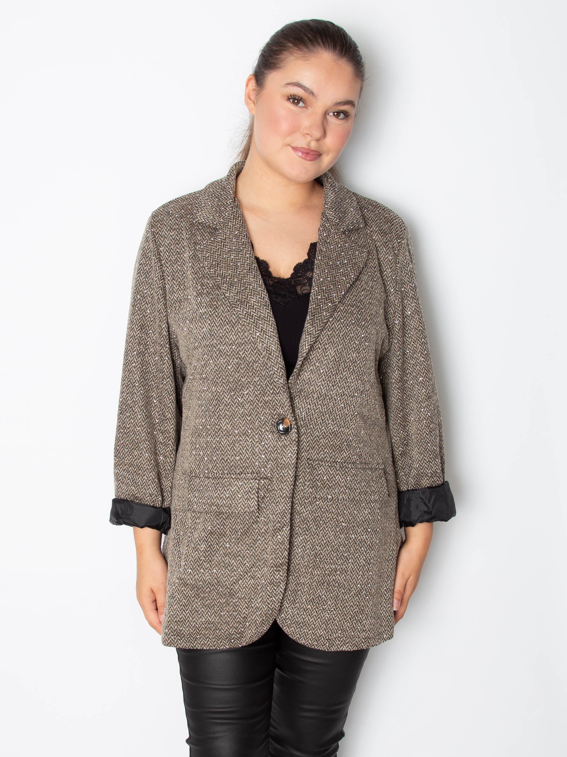 Tweed blazer jakke med bling by Max