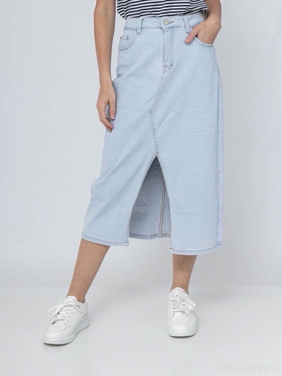 Lysvasket maxi cowboynederdel by Krone 1