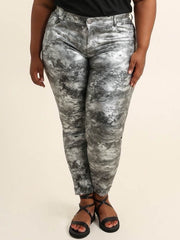 Coated bukser med blomster mønster metallic by Krone 1