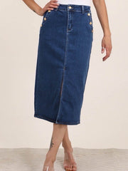 Lang cowboynederdel med guld knapper by Krone 1