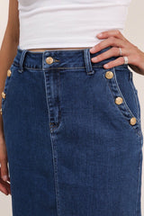 Lang cowboynederdel med guld knapper by Krone 1