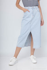 Lysvasket maxi cowboynederdel by Krone 1