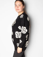 Striktrøje med blomster og bling - ITSEP24 by Krone 1