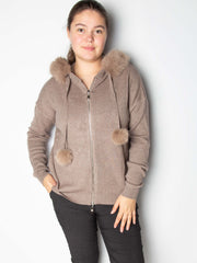 Strikcardigan med imiteret pels krave - ITSEP24 by Krone 1