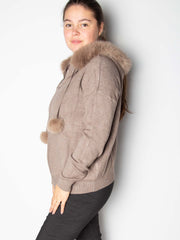 Strikcardigan med imiteret pels krave - ITSEP24 by Krone 1