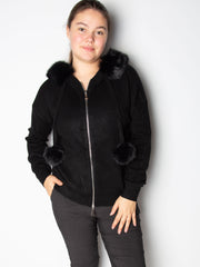 Strikcardigan med imiteret pels krave - ITSEP24 by Krone 1