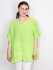 Bomuldsbluse med flæsekanter - Brystmål 140cm by Krone 1