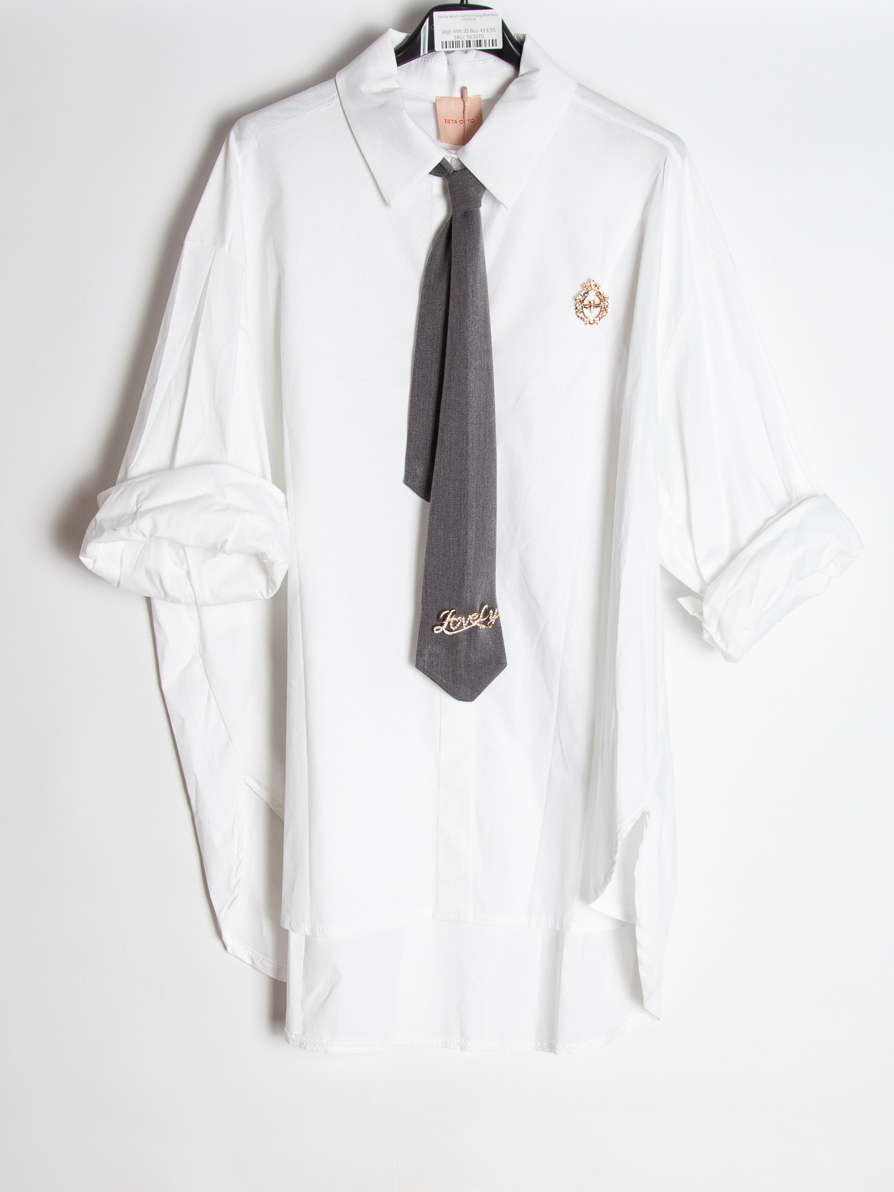 Varsity skjorte med kort lang effekt hvid - ITNOV24 by Krone 1