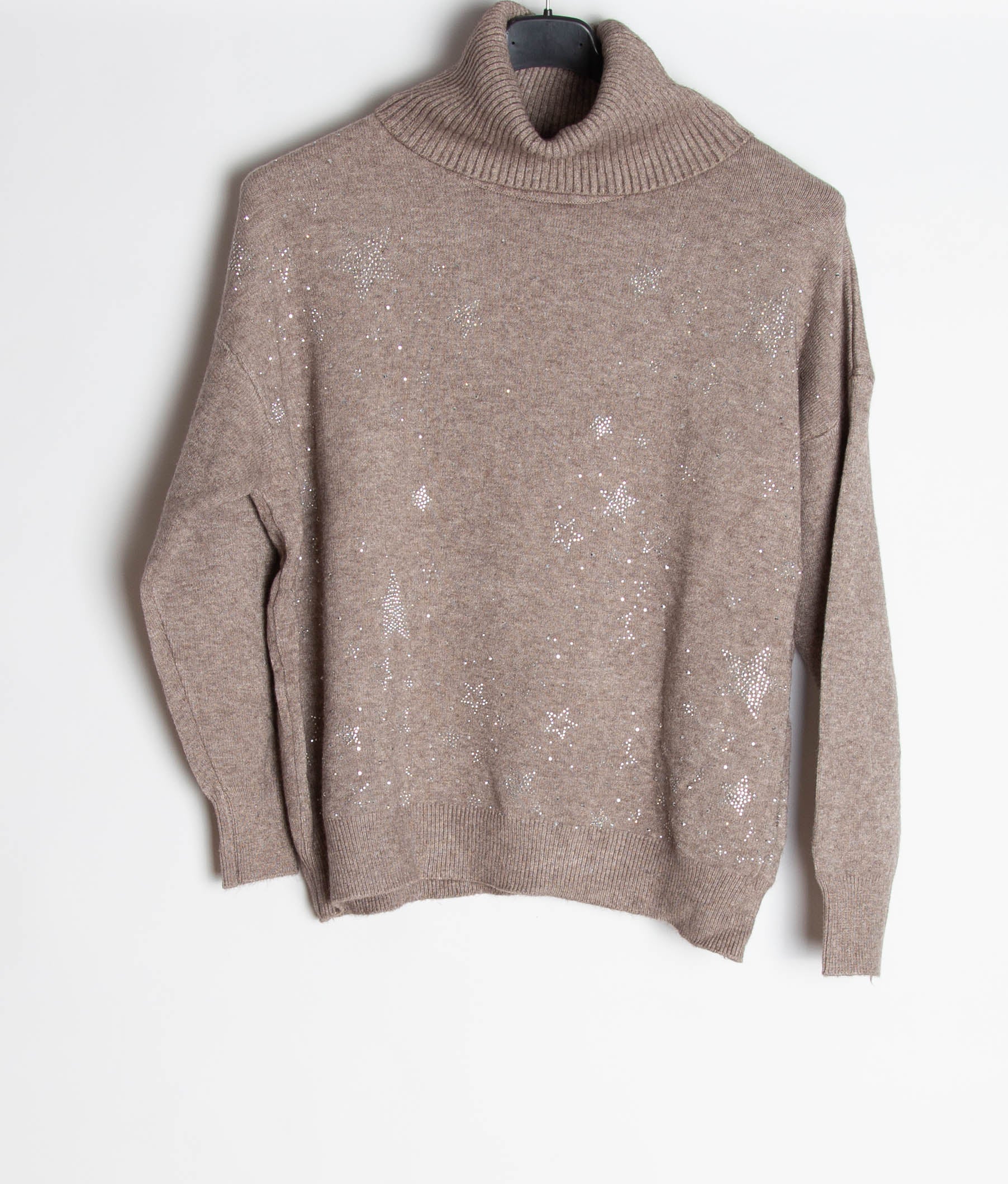 Strikbluse med rullekrave med bling stjerne - Ingen returret - ITNOV24 by Krone 1