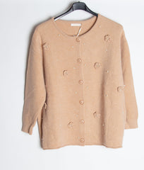 Strikcardigan med perler og blomster - Str. 36-48 - Ingen returret by Krone 1