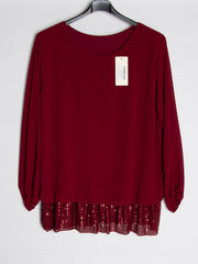 Chiffon bluse m. Paillet bund - Brystmål 130 cm. - Ingen returret - ITNOV24 by Krone 1