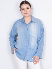 Denimlook skjorte med love bling - Str. 36-46 by Krone 1
