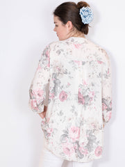 Skjorte med rose print - ITMAJ25 by Miss Style